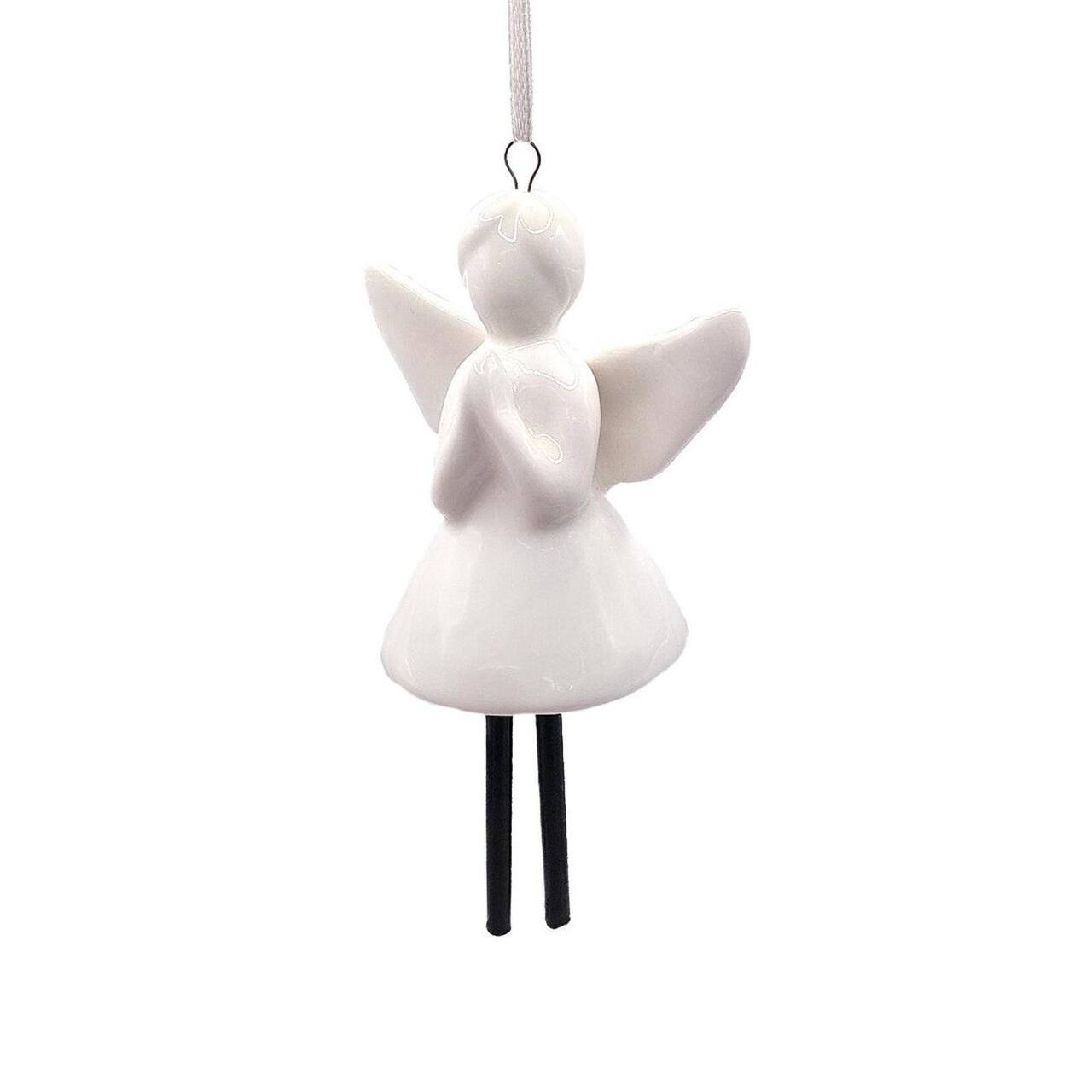 Wizardi 8.27" x 11.81" Ceramic Angel Bell Christmas Ornament, 1pc.